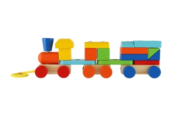 Kleurige houten trein met wagons van Mertens