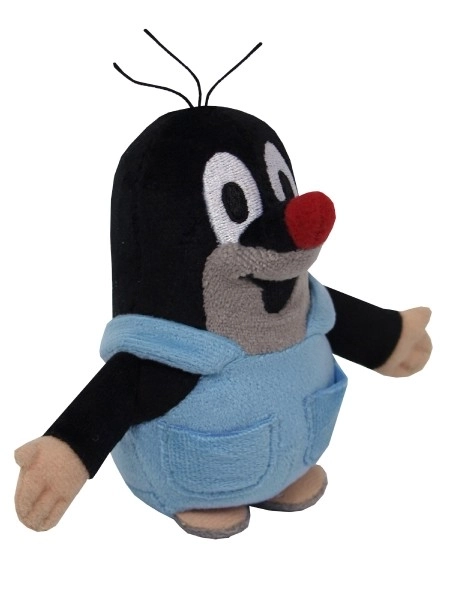 Mollige mol in broek pluche 12cm op kaart