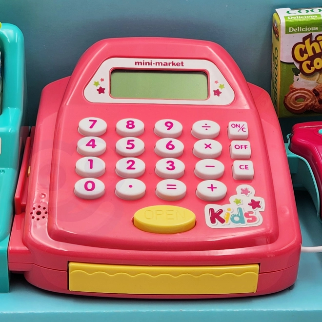 WOOPIE Kinderkassa met planken en accessoires roze
