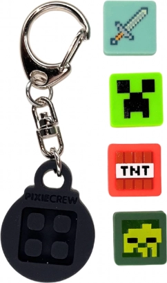 Pixie Crew & Minecraft Sleutelhanger zwart met multipixels