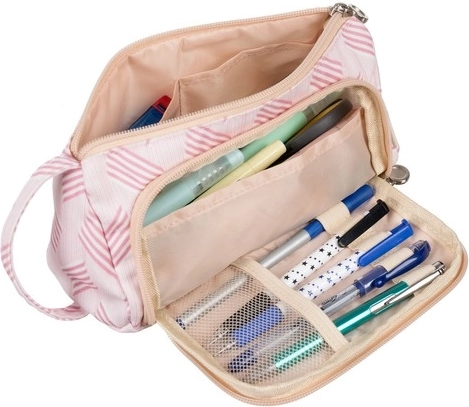 Roze tweekameretui voor schoolkinderen