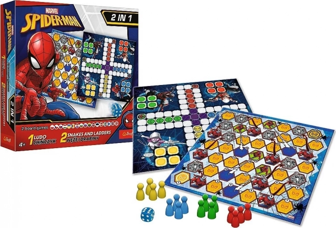 Spelletjesbundel 2in1 Mens erger je niet!, Slangen en ladders Spider-Man in doos 25x25x5,5cm