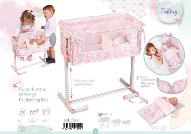 DeCuevas 51241 Pasgeboren poppenwieg met gezamenlijke slaapfunctie Ocean Fantasy 2021
