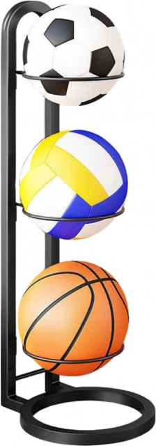 Metalen standaard voor ballen met 3 niveaus zwart
