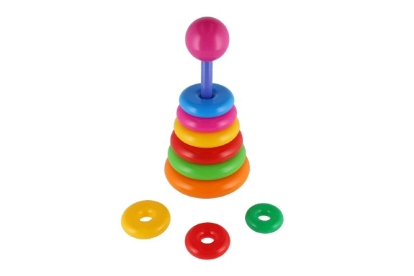 Stapelspel piramide met plastic ringen 28cm ass. 2 soorten in net 12m+
