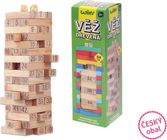 Houten toren met cijfers 54 stukjes
