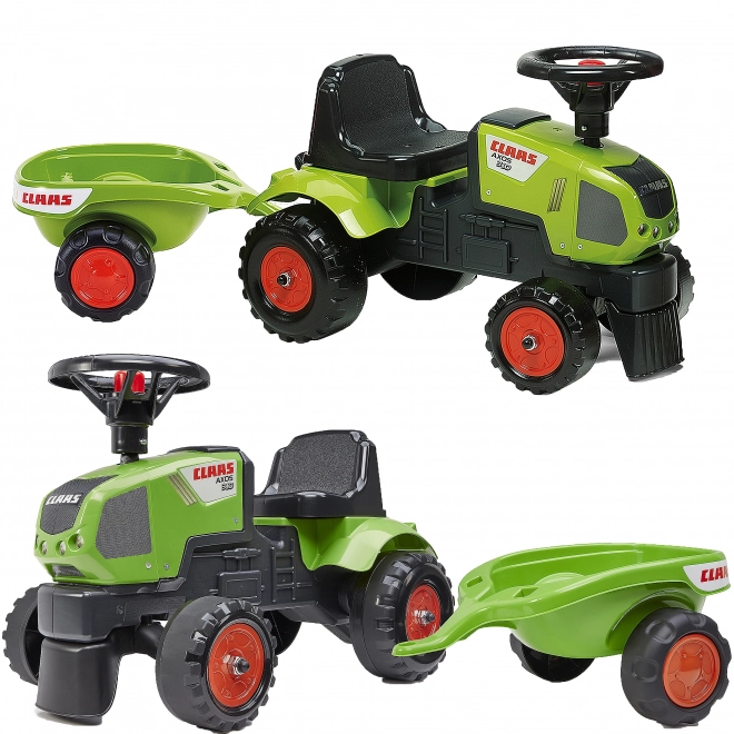 Loopauto - traktor Claas met stuur en aanhanger