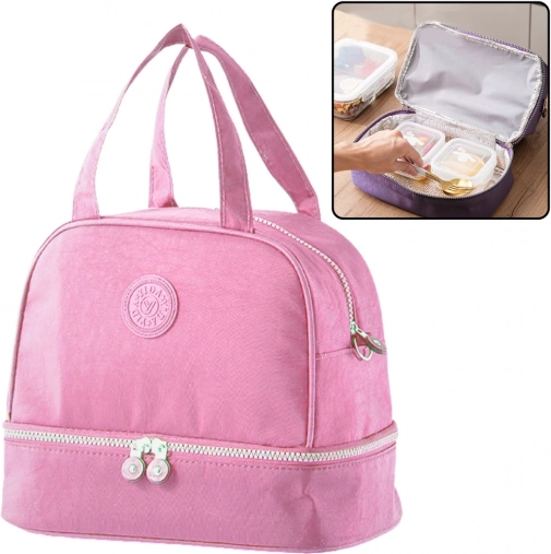 Thermo-geïsoleerde roze lunchtas met verstelbare schouderriem 27 cm