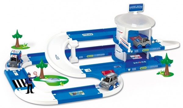 Garage+rail Kid Cars 3D Politie plastic 3,8m in doos 59x40x15cm 12m+ Wader