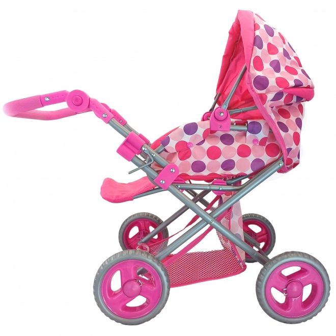 kinderwagen voor poppen 3-in-1 roze met stippen