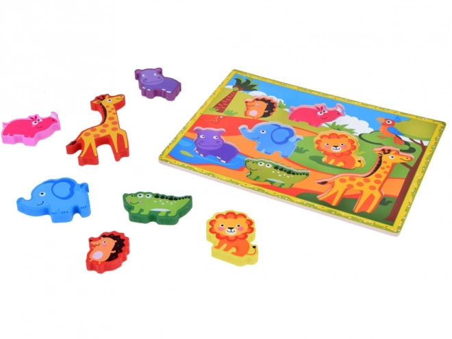Houten puzzel safari dieren vormen combineren ZA5256