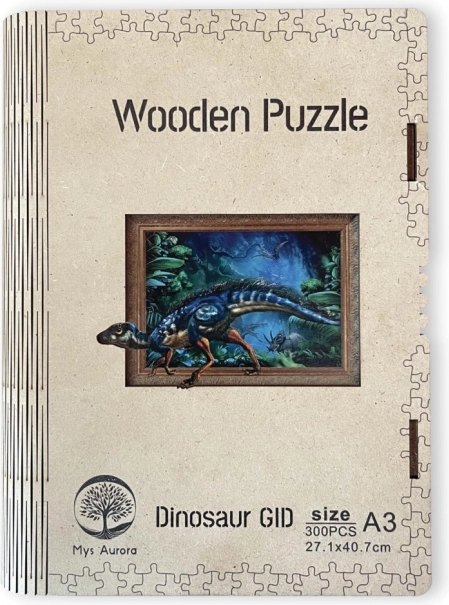 Houten dinosaurus-puzzel A3 lichtgevend in het donker