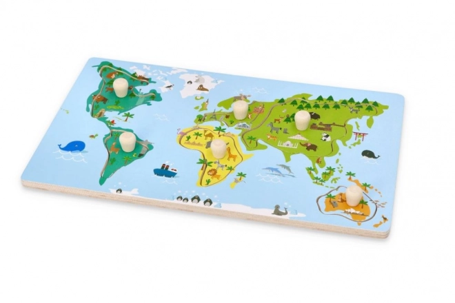 Puzzel met handvatten wereldkaart