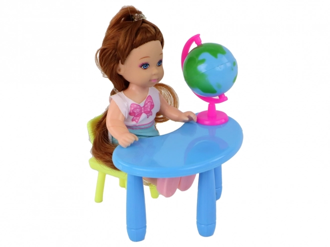 Speelset lerares met leerling en schoolaccessoires