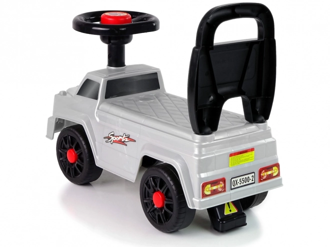 Kinder loopauto QX-5500 zilver met claxon en rugleuning