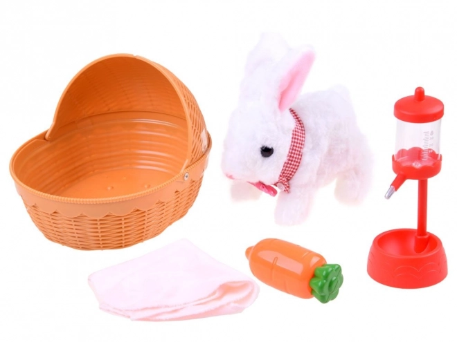 Interactief konijn in mandje met accessoires – Roze