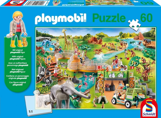 Puzzel SCHMIDT Playmobil Dierentuin 60 stukjes met figuur