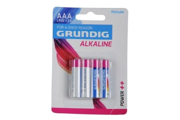Batterijen Grundig LR03/AAA 1,5 V alkaline 4 stuks op kaart