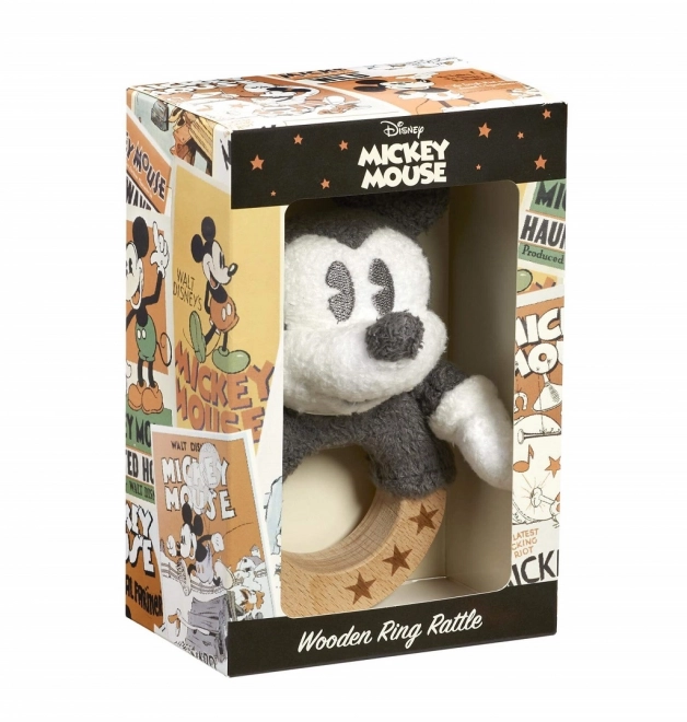 Rainbow Houten/Pluchen Rammelaar Mickey Mouse