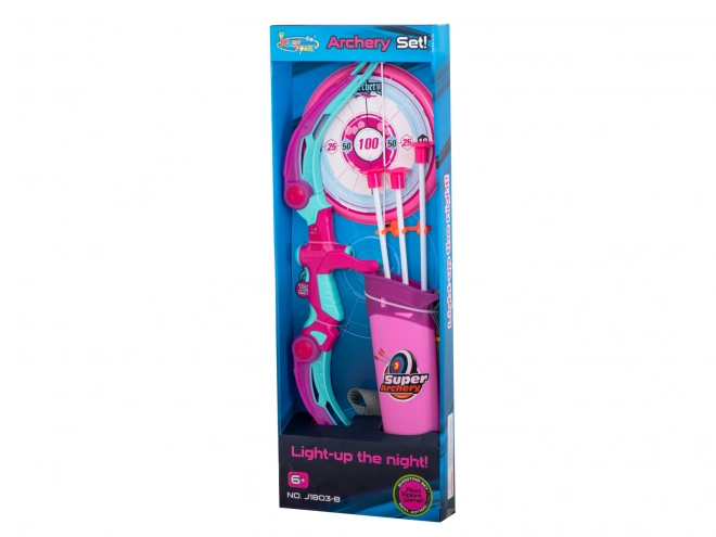 Roze boog met pijlen en doelwit