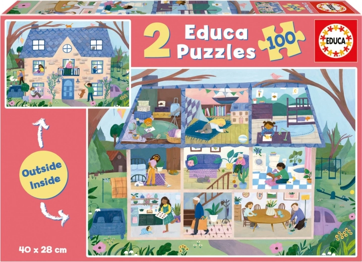 Educa puzzel Outside, Inside huis 2×100 stukjes