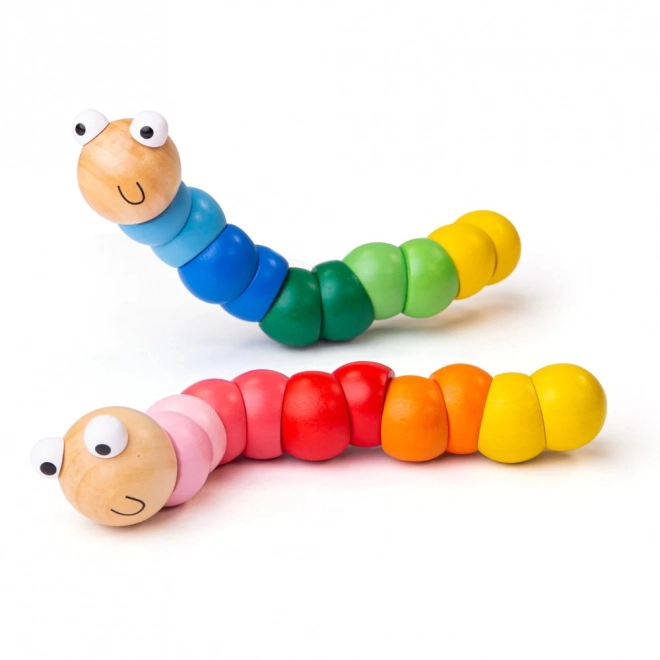 Bigjigs Toys houten speelgoed - Gekleurde worm blauw