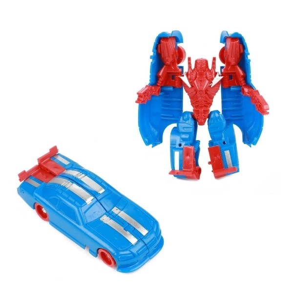 Transformer auto/robot plastic 10cm mix kleuren in plastic doos 5x10,5cm