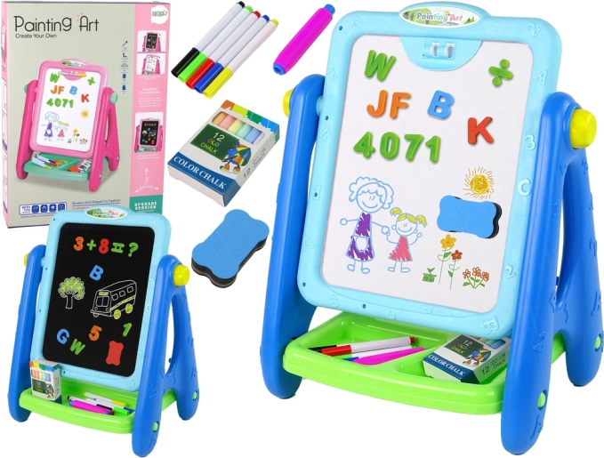 Educatief bord 2-in-1 Blauwe krijtpennen