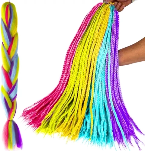 Synthetische regenboogvlechten 60 cm
