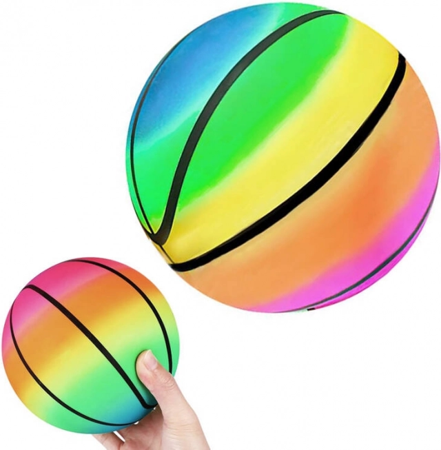 Rubberen regenboogbal voor kinderen 23 cm, licht en opblaasbaar