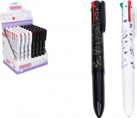 Meer­kleuren pen met kat, 4 kleuren, 0,5 mm