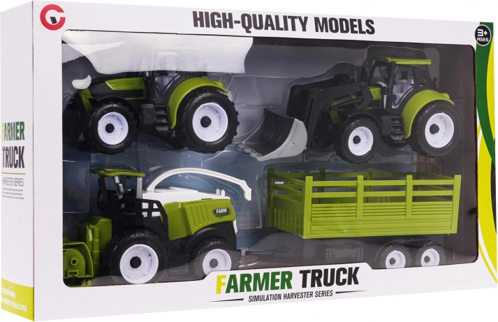 kinderset landbouwvoertuigen met tractors, maaidorser en aanhanger
