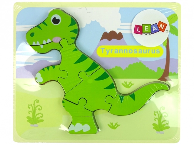 Houten puzzel Dinosaurussen Isanosaurus Tyrannosaurus Groen