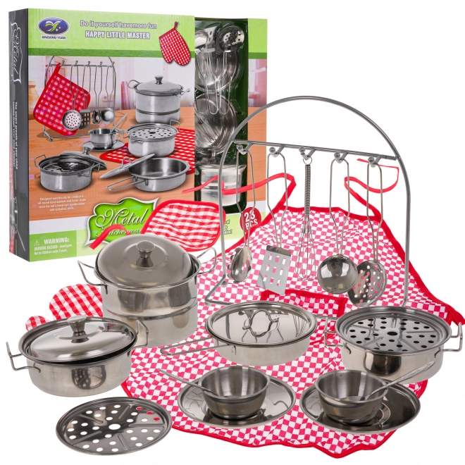 Set van metalen potten + accessoires - 23 stuks