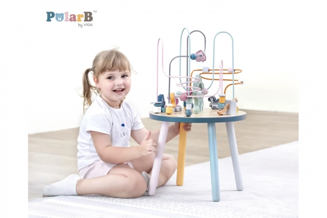 Houten speeltafel met doolhof