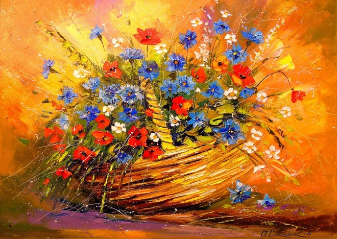 Geniet van de puzzel Mand met bloemen 1000 stukjes