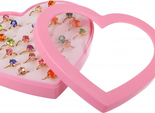 Set met ringen met gekleurde steentjes voor kinderen