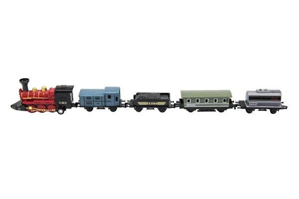 Trein met wagons 5 stuks, metaal/kunststof, 8 cm, met terugtrekmechanisme