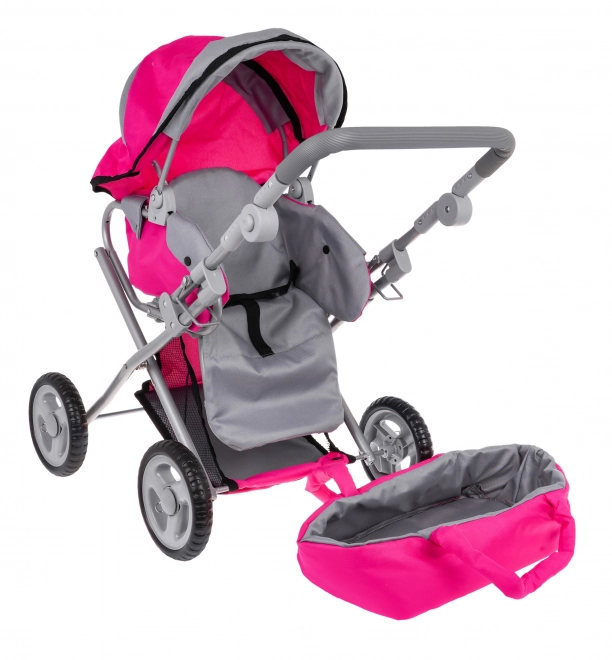 Roze poppenwagen 2-in-1