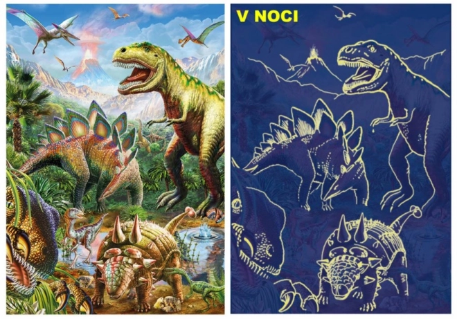 Lichtgevende puzzel wereld van dinosaurussen 100 XL stukken