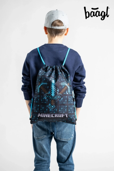 Minecraft 2 set blauwe bijl en zwaard etui en zak