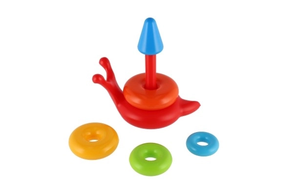 Stapelbare piramide ringen slak plastic 6 stuks in net 18x20x12cm 12m+