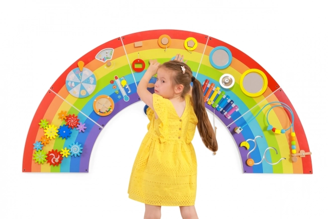 Houten Montessori wandpaneel - regenboog
