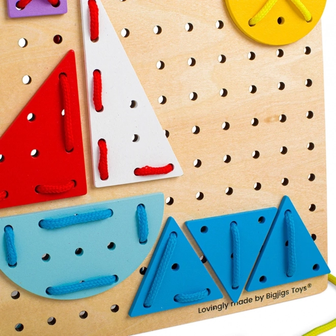 Bigjigs Toys Houten rijgspel Geometrische vormen