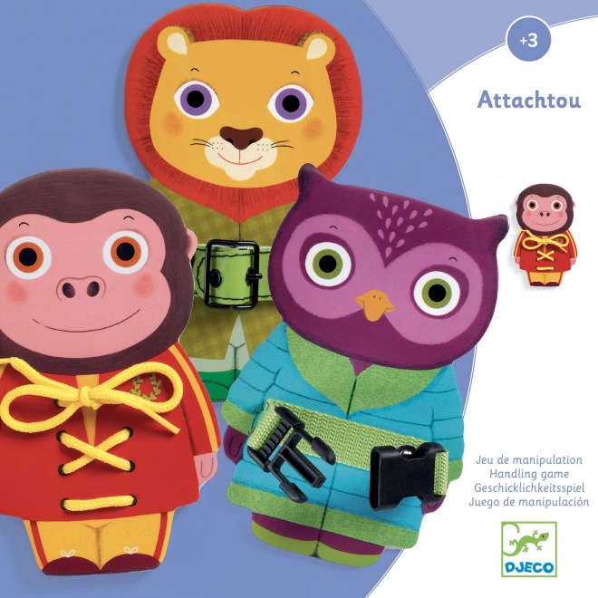 Djeco Attachtou educatieve houten dieren met verschillende sluitingen