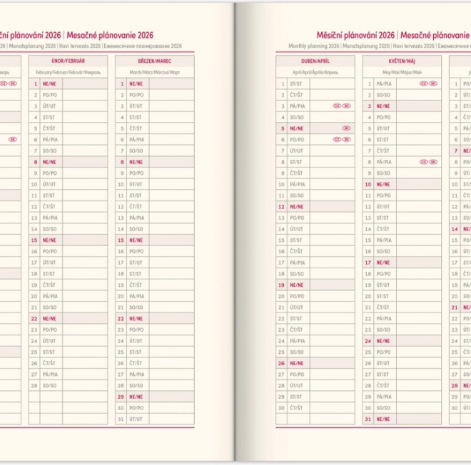 Notique Wekelijkse agenda zwart-goud 2026