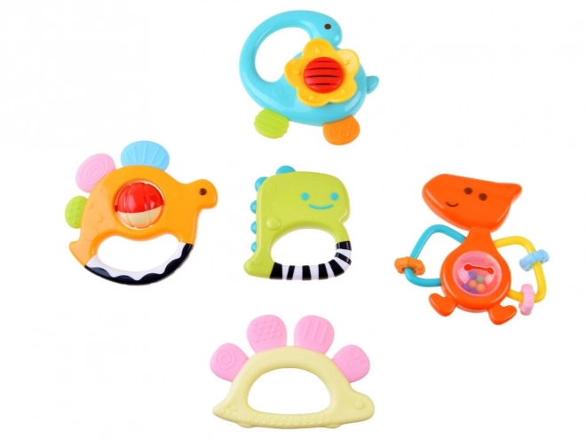 Set van 5 rammelaars en bijtspeeltjes dinosaurussen