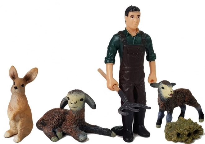 Set van boerderijfiguren: Huisdieren en boer