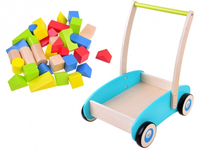 Houten loopwagen met blokken voor kinderen