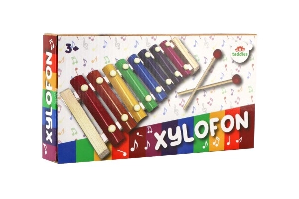 Xylofoon hout/metaal 24cm met stokken in doos 25x13x4cm